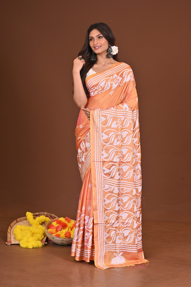 SHARODKOMOLIKA BLENDED SILK KANTHA SAREE