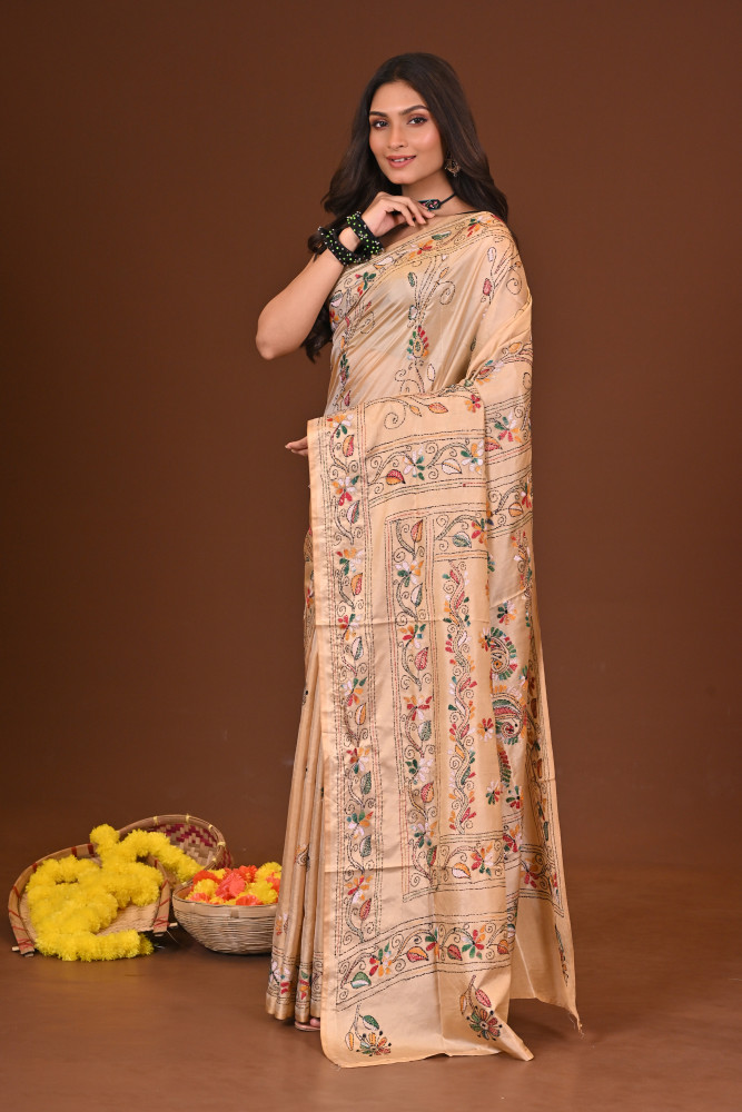 SHARODSHREE BLENDED SILK KANTHA SAREE