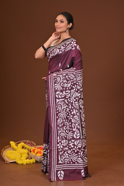 SHARODSHIULI BLENDED SILK KANTHA SAREE