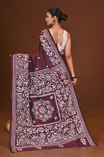 SHARODSHIULI BLENDED SILK KANTHA SAREE