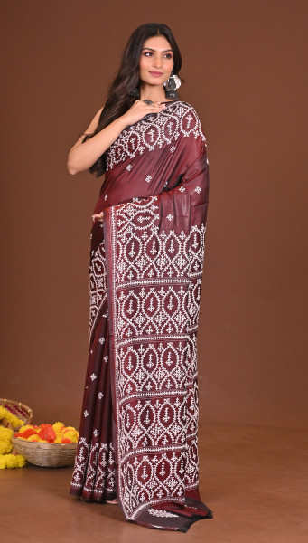 SHEULISHUBHRA BLENDED SILK KANTHA SAREE