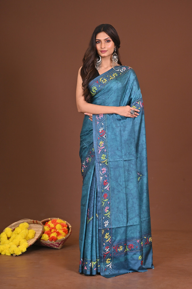 SHITALSHARINI BLENDED SILK KANTHA SAREE