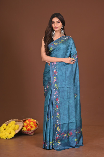 SHITALSHARINI BLENDED SILK KANTHA SAREE
