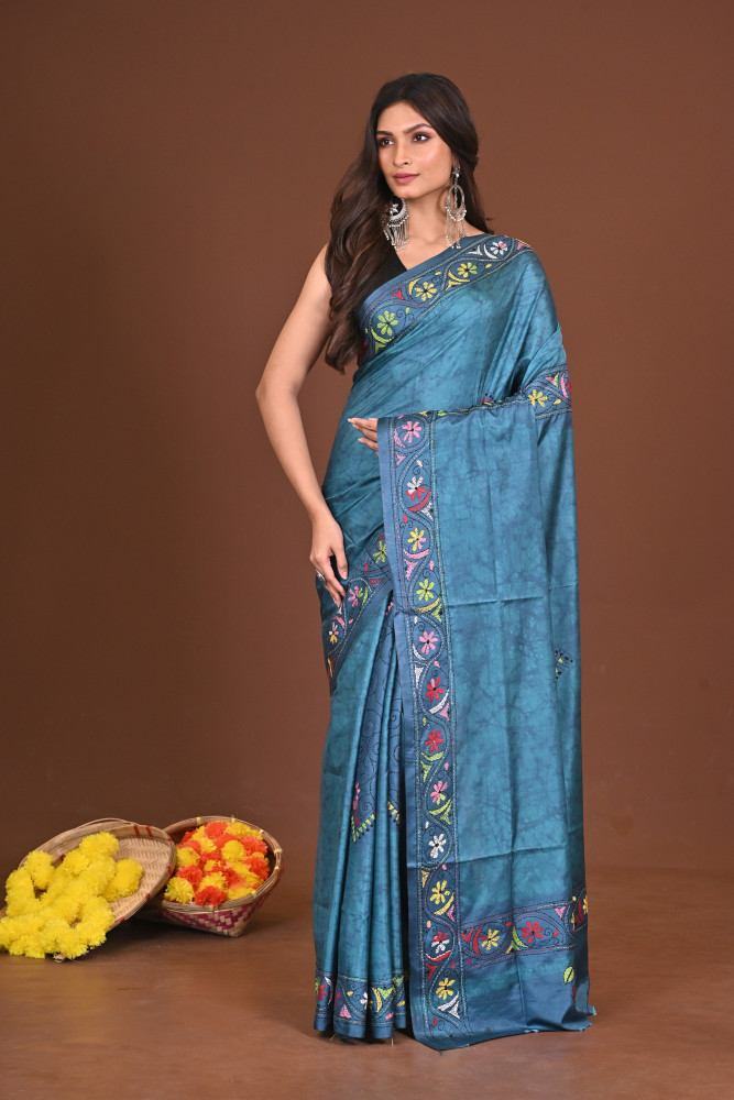 SHITALSHARINI BLENDED SILK KANTHA SAREE