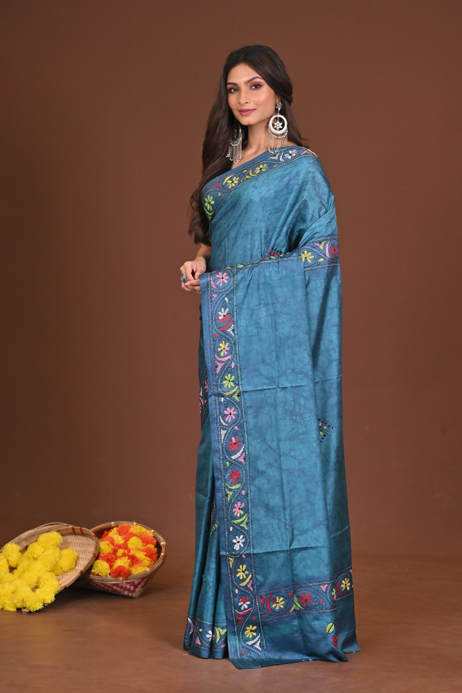 SHITALSHARINI BLENDED SILK KANTHA SAREE