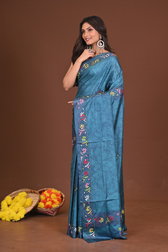 SHITALSHARINI BLENDED SILK KANTHA SAREE