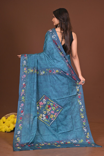 SHITALSHARINI BLENDED SILK KANTHA SAREE