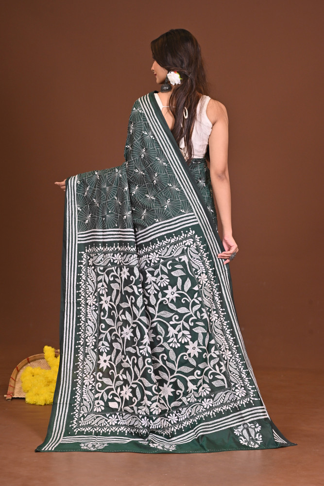 SHOBUJSHARONA BLENDED SILK KANTHA SAREE