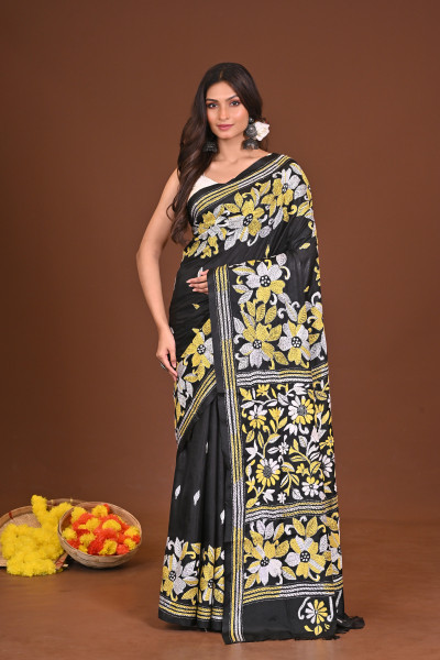 SHYAMSHAKTI BLENDED SILK KANTHA SAREE