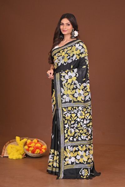 SHYAMSHAKTI BLENDED SILK KANTHA SAREE