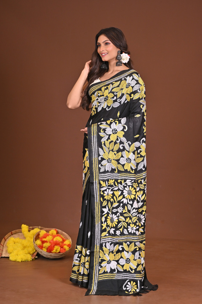 SHYAMSHAKTI BLENDED SILK KANTHA SAREE
