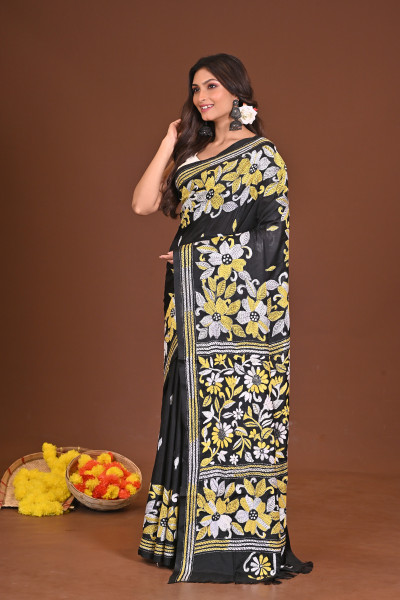 SHYAMSHAKTI BLENDED SILK KANTHA SAREE