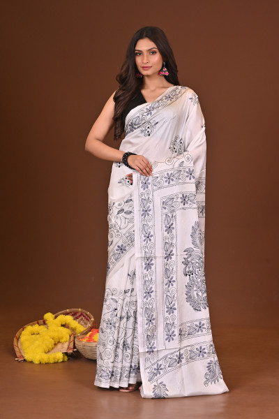 SHUKLAMALA BLENDED SILK KANTHA SAREE