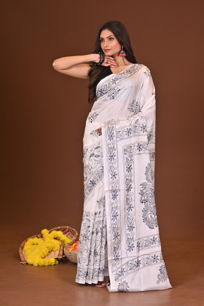 SHUKLAMALA BLENDED SILK KANTHA SAREE
