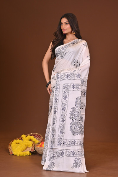 SHUKLAMALA BLENDED SILK KANTHA SAREE