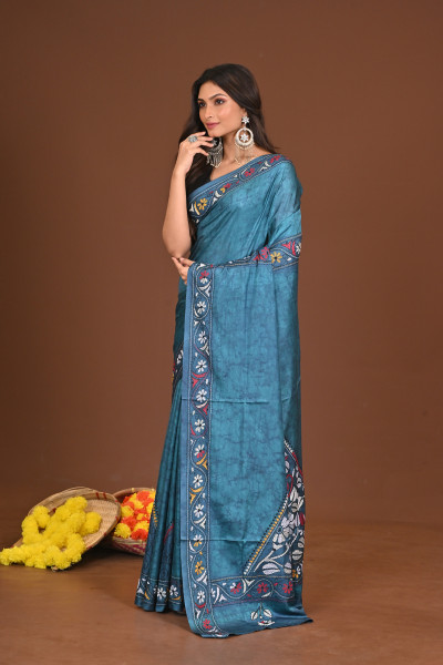 SHYAMAANURAGI BLENDED SILK KANTHA SAREE