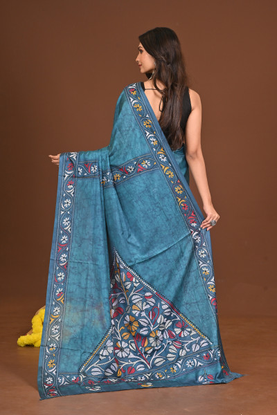 SHYAMAANURAGI BLENDED SILK KANTHA SAREE