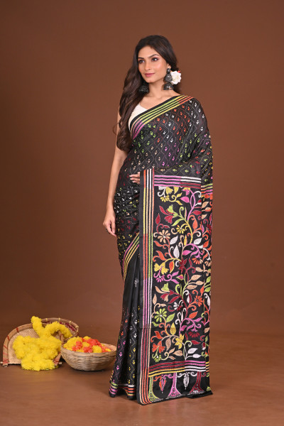 SHYAMALIMA BLENDED SILK KANTHA SAREE