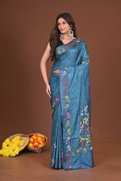 SHYAMALINI BLENDED SILK KANTHA SAREE