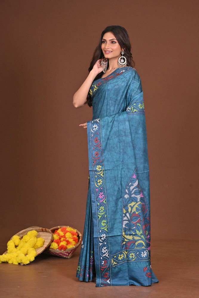 SHYAMALINI BLENDED SILK KANTHA SAREE