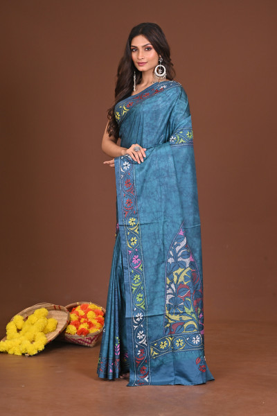 SHYAMALINI BLENDED SILK KANTHA SAREE
