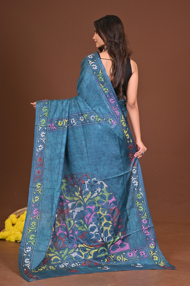 SHYAMALINI BLENDED SILK KANTHA SAREE