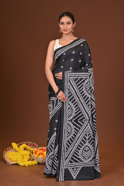 SHYAMASOBHA BLENDED SILK KANTHA SAREE
