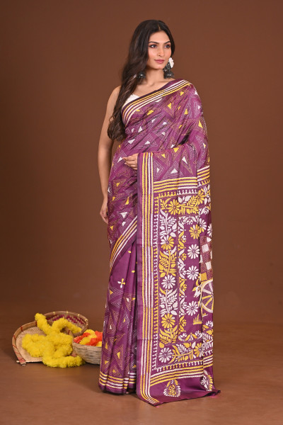 SMRITI BLENDED SILK KANTHA SAREE
