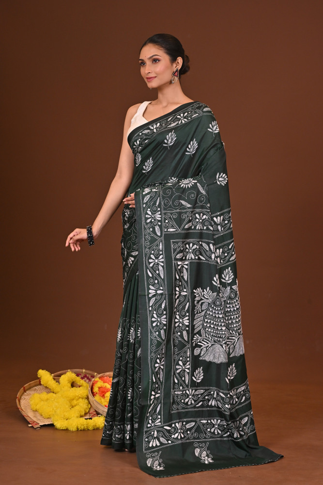 SHYAMOLI BLENDED SILK KANTHA SAREE