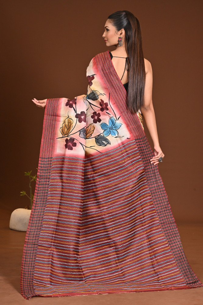 SILK JALCHURI HAND PRINT KANTHA SAREE