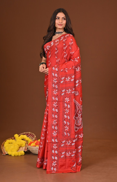 SINDOORANJALI BLENDED SILK KANTHA SAREE