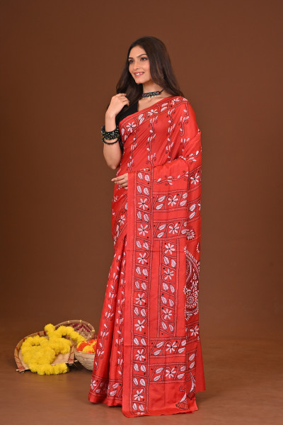 SINDOORANJALI BLENDED SILK KANTHA SAREE