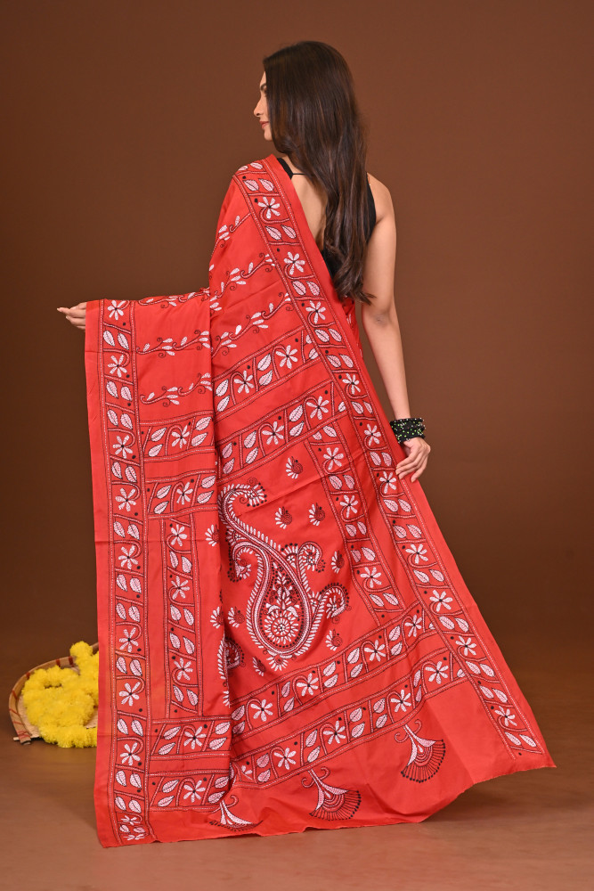 SINDOORANJALI BLENDED SILK KANTHA SAREE
