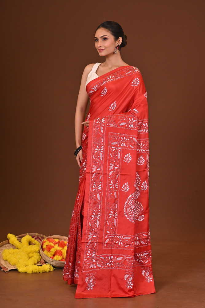 SINDOORREKHA BLENDED SILK KANTHA SAREE