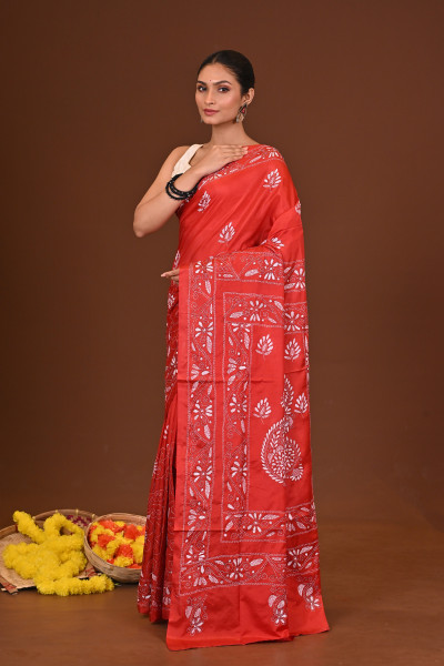 SINDOORREKHA BLENDED SILK KANTHA SAREE