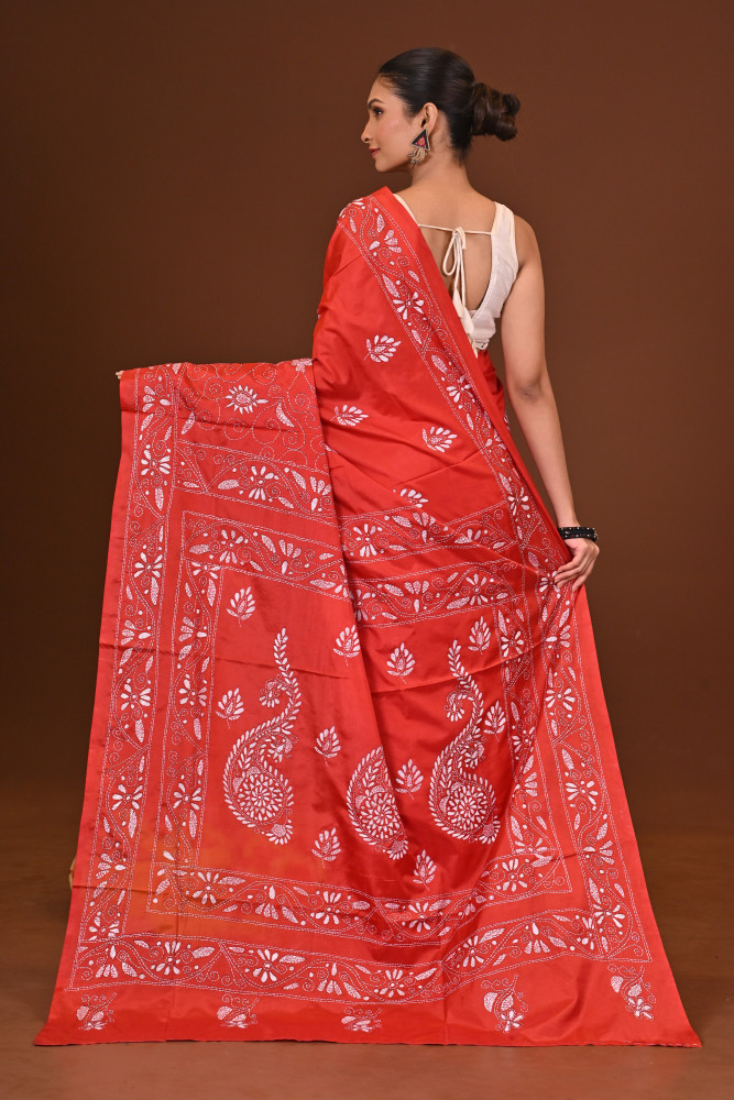 SINDOORREKHA BLENDED SILK KANTHA SAREE