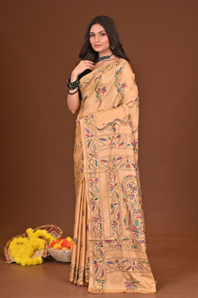 SWARNAJANLI BLENDED SILK KANTHA SAREE