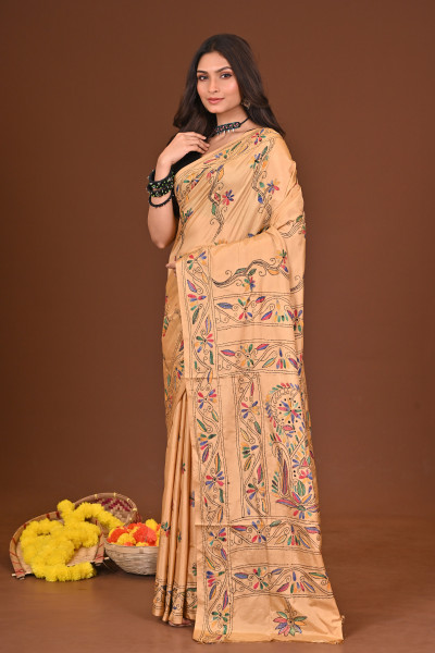 SWARNAJANLI BLENDED SILK KANTHA SAREE