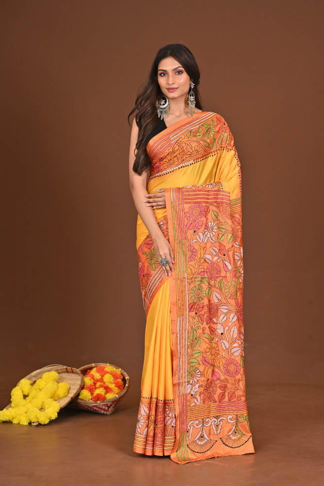 SONASINDURI BLENDED SILK KANTHA SAREE