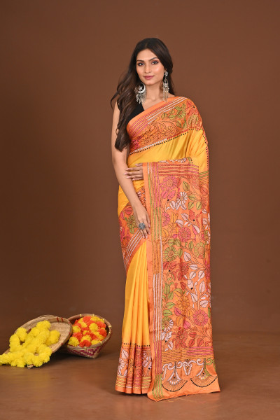 SONASINDURI BLENDED SILK KANTHA SAREE