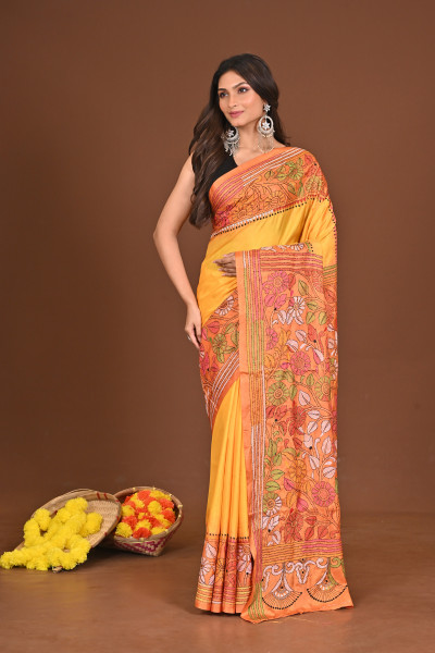 SONASINDURI BLENDED SILK KANTHA SAREE