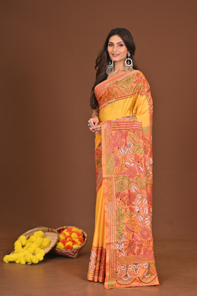 SONASINDURI BLENDED SILK KANTHA SAREE