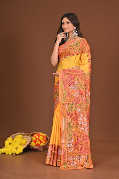 SONASINDURI BLENDED SILK KANTHA SAREE