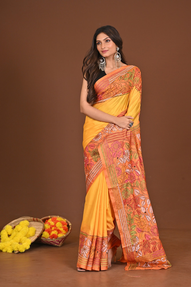 SONASINDURI BLENDED SILK KANTHA SAREE