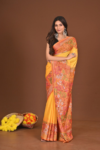 SONASINDURI BLENDED SILK KANTHA SAREE