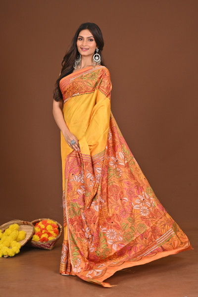 SONASINDURI BLENDED SILK KANTHA SAREE