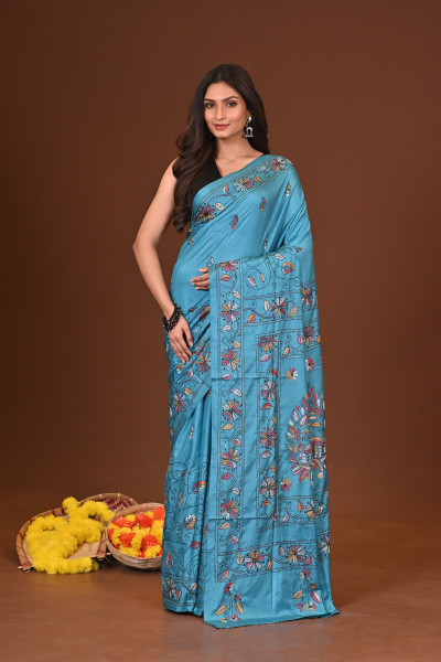 SONDHYARAGINI BLENDED SILK KANTHA SAREE