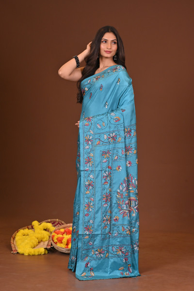 SONDHYARAGINI BLENDED SILK KANTHA SAREE