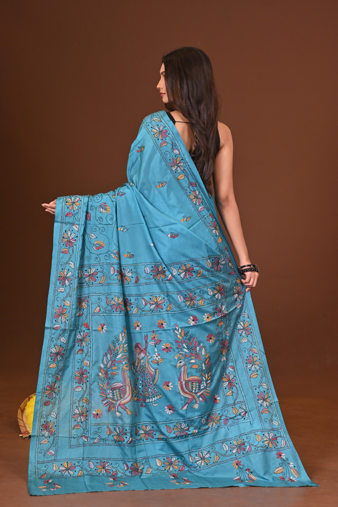 SONDHYARAGINI BLENDED SILK KANTHA SAREE