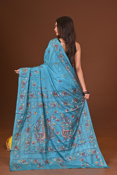 SONDHYARAGINI BLENDED SILK KANTHA SAREE